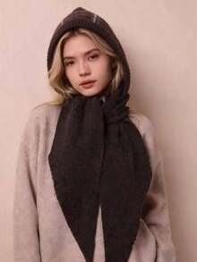 1 Stück Damen Einfarbig Gestrickter Schal & Mütze Set, Neue Mode Sturmhaube, Lässiger vielseitiger gestrickter Halswärmer Schal, Herbst/Winter Kältebeständige Warme Beanie, Geeignet für den täglichen Gebrauch