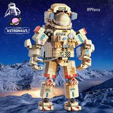 青少年及成人休闲积木玩具，新款宇航员积木装饰，高难度宇航员积木玩具，创意逼真宇航员拼图模型，宇航员主题生日/节日礼物 - 彩色 - 查看 13