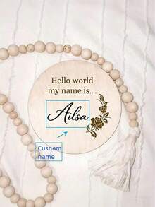 Customized Wooden Baby Name Sign, Customized Milestone Photography Props, Fashionable Wall Hanging, Elegant Cursive And Bold Font, For Newborn Announcement And Photo Shoot, Newborn Gift, Elegant Name Sign, Baby Room Decor, Suitable For New Parents And Teen Shower, Gift For Expectant Mothers - Wood Color - View 1