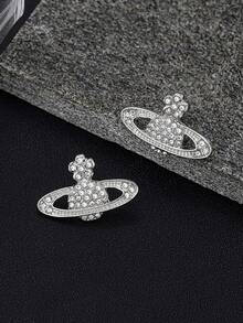 1 Pair Fashionable Creative Personalized Rhinestone Skull, Flower & Planet Stud Earrings For Ladies, Stylish For Daily Commuting And Versatile Wear, Suitable For Valentine's Day,Mom,Mother,Mother's Day,Gift - Multicolor - View 17