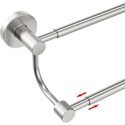 Adjustable 16.5-28.5 Inches Towel Rail Wall Mounted Double Towel Rack, SUS304 Stainless Steel 40-70 Cm Retractable Towel Holder With Screws For Bathroom, Kitchen, Door, Cabinet, Brushed Nickel