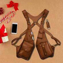 Anti - Theft Harness, Anti Theft Harness Men Leather, Underarm Double Shoulder Bag Men Hidden Anti - Theft Wallets Adjustable Pu Leather Strap Wallet Bag Outdoor Phone Bag