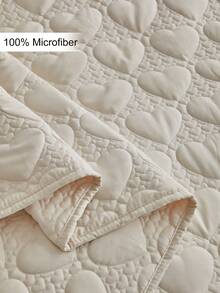 1件卡其色心形图案被子，现代涤纶薄款，四季皆宜，可爱柔软轻盈，适合客房和卧室装饰 - 卡其色 - 查看 5