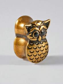 1个铜猫头鹰耳扩，空心猫头鹰耳塞，耳廓扩张器，耳洞穿刺饰品，8毫米-25毫米 - 如圖 - 查看 11