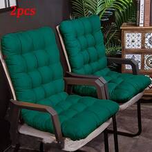 2pcs Thickened Polyester Recreational Chair Cushion - Comfortable, Soft, Washable, Straps, Full Back Support Fabric Seat Cover For Garden Furniture, Outdoor Seating, And Indoor/ Outdoor Use, Cozy Seating, Hand Washable, Christmas Gift - 綠色 - 查看 5