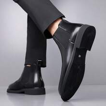 Boots For Men , Retro Chelsea Boots Casual Vintage Fashion Black Boots Slip On Vintage British Style All-Match Short Boots, New High-Top Motorcycle Boots, Versatile Casual Shoes, Korean Style, British FashionBoots For Men Men's Suede Leather Chelsea Ankle Boots - Màu đen nhạt - Xem 3