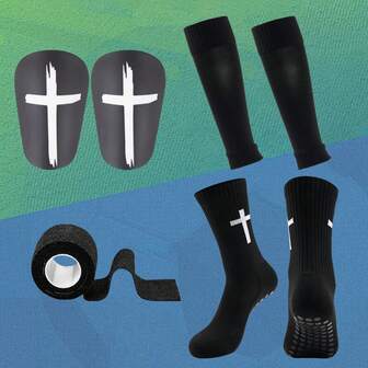 1 Set Non-Slip No-Logo Side Cross Football Leg Warmers, Sports Leg Warmers, Sports Bandage Field Equipment Set