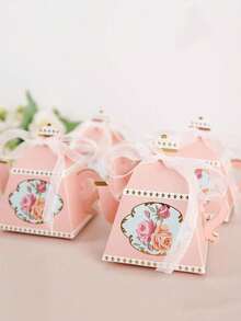 10 piezas de elegantes cajas de regalo con forma de tetera decoradas con flores en colores pastel con acentos dorados - Ideal para fiestas de primavera y reuniones de té, bodas, cumpleaños, accesorios para eventos de primavera