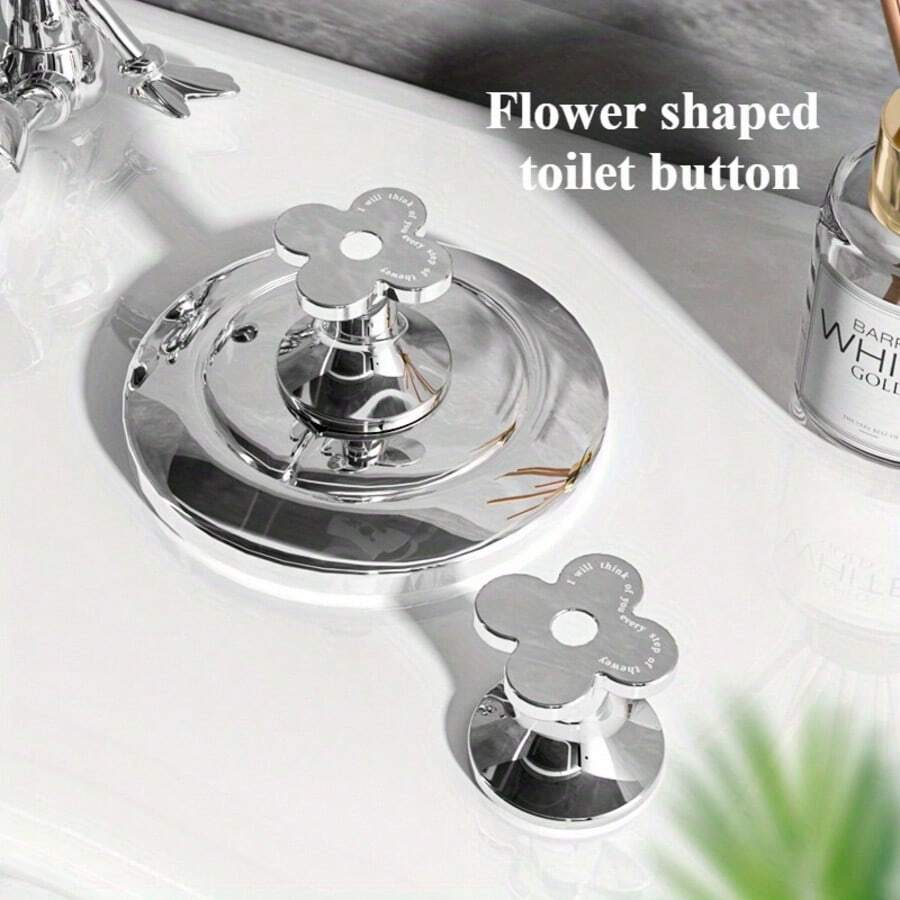 1/2pcs Cloud-Shaped Toilet Flush Button - Fashionable Metal Design, Easy Installation, Battery-Free, Versatile Use, Flexible & Stylish, Suitable For Modern Bathroom - Multicolor - View 1
