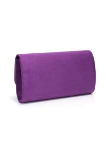 V-Shaped Metal Chain Sequin Evening Clutch Bag, With Envelope Design, Suitable For Party, Wedding, Casual Occasions, Women Handbag, Banquet Wallet - Purple - View 5