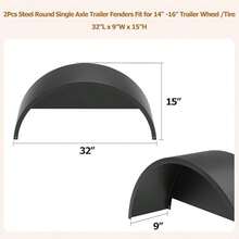 Guardabarros redondos de acero para remolque, aptos para ejes simples y traseros. Resistentes, aptos para ruedas de 14", 15" y 16". Diseño universal atornillable. Resistentes a la corrosión. 2 unidades. - Unitalla - Ver 2