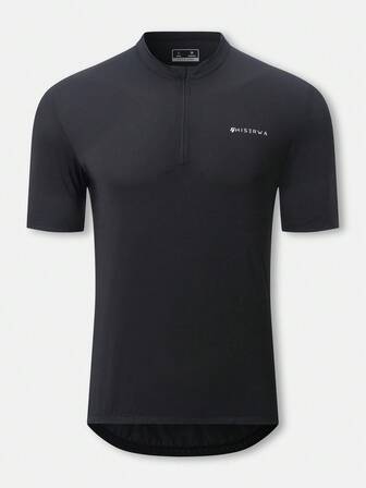 HISERWA Cycling Jersey Boyfriend Style Men Short Sleeve, Road Bike Jerseys Half Zipper With Pockets, Bicycle Clothing Breathable Quick Dry