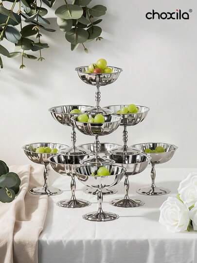 choxila 1/3件套不锈钢莲花形甜点杯、冰淇淋碗、珠宝香薰蜡烛架、布丁零食糖果蛋糕托盘、餐盘，适用于家庭、甜品店、庭院、婚礼、斋月、宰牲节等场合。