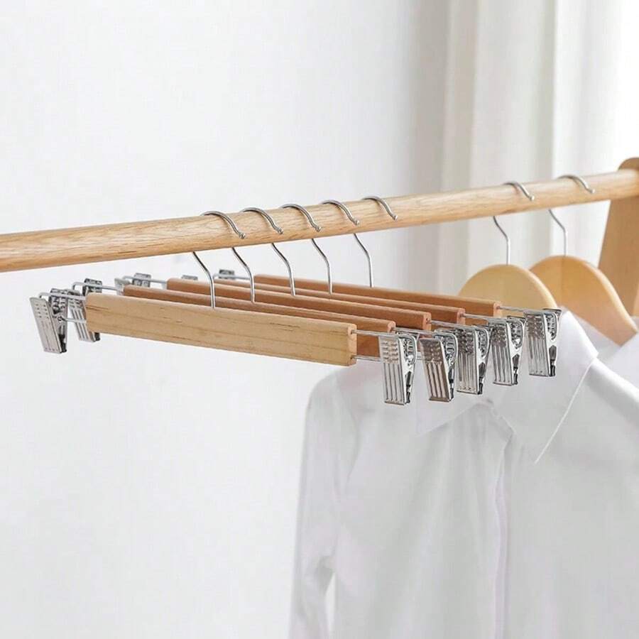 9pcs Wooden Pants Clips Multifunctional Clips Wooden Clothes Hanger - Yellow 3 - View 1