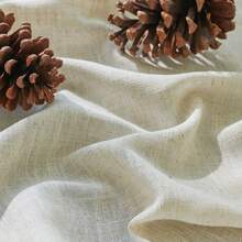 4pcs Farmhouse Style Linen Blend Semi-Sheer Curtains, Grommet Top Light Filtering Drapes For Living Room, Bedroom - Machine Washable, Decorative Solid Pattern, No Lining - Natural - 查看 7