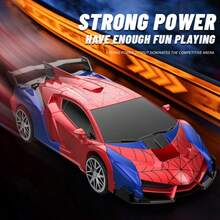 1辆2.4GHz遥控蜘蛛特技车玩具，一键变形蜘蛛机器人设计，配备炫酷LED灯和动感音乐效果，漂移强劲，可360°旋转，适合6-12岁儿童，是圣诞礼物、生日惊喜、节日礼物、家庭聚会和创意游戏时光的完美之选。