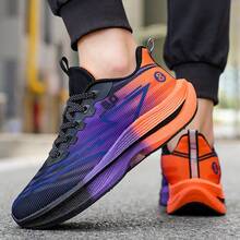 Women's White And Purple Geometric Grip Control Road Running Shoes - Lightweight All-Weather Sports Shoes With Cushioned EVA Insoles And Non Slip Rubber Soles, Suitable For Fitness Centers, Jogging, Walking, Breathable Ultra-Fine Fiber Uppers - Fashionable Women's Sports Shoes - 黑紫 - 查看 10