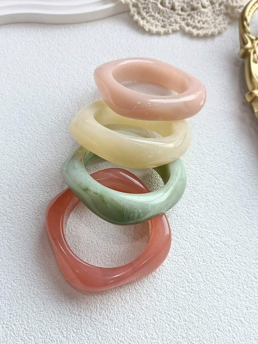 1/4pcs Fashionable Exaggerated Bohemian Style Multicolor Resin Bracelet, Suitable For Women's Daily Matching - Multicolor - View 1