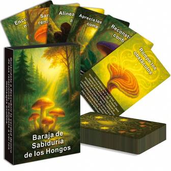 Baraja de oráculo español, 48 cartas de oráculo de sabiduría de setas, crecimiento personal, claridad y destino futuro, 12*8cm, set de regalo para amigos