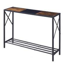 Compact Console Table, Small Sofa Table with Shelf, Entryway Display Stand for Hallways, Bedrooms, Living Rooms, and Farmhouse Decor Credenza, Credenza recibidor de Madera de Capas Gris, Estilo Moderno Mesa de Entrada, Fácil de Montar Mesa recibidor, Las Dimensiones de la Mesa recibidor Entrada Son 106 * 30 * 77(CM) Consola Estrecha de Madera Reciclada 106cm Mesa Pequeña para Entrada, Mesa Delgada para Sofá en Pasillo o Sala Negra - Arce - Ver 3