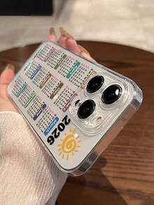 Calendar Painting Perforated Transparent Painted Minimalist Fashion Creative Shockproof Phone Case Compatible With IPhone 17/17 Pro/17 Pro Max, 16/11/16 Pro/16 Plus/16 Pro Max/16e, 15 Pro Max, 13/14/12/XS/XR/7G/8P, Galaxy 11/12 Pro/12/12X/13 Pro/14 Pro/15 Pro/X3 Pro, Redmi 10/9/Note 9/12C/Note 11 Pro/Note 8 Pro/9C/9A, Protective Phone Case - Multicolor - View 3