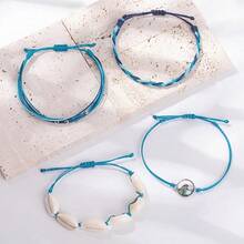 Pulseras de cuerda con onda brillante y elegante, pulseras trenzadas con cuentas de concha puka, joyas hechas a mano, regalos de joyería bohemia de Pascua lindos para mujeres - Azul - Ver 3