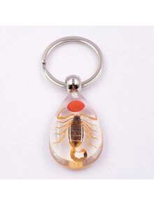 1pc Transparent Insect Keychain, Amber Insect Specimen Keychain Pendant - Multicolor - View 4