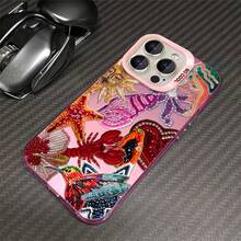 1 elegante funda para teléfono, no incluye cordón ni soporte. Funda para teléfono con diseño de criaturas marinas y sol con cuentas coloridas, compatible con Phone 11 12 13 14 15 16 17 Pro X 7plus 8plus Xs XS. De silicona, a prueba de golpes, vintage, divertida, impresionante, linda. Se puede regalar a amigos o a un ser querido. - Morado - Ver 5