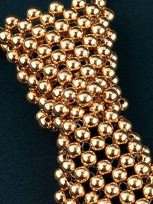 Nuevo collar de corbata con forma de flecha tejida a mano en color dorado, corbata de moño con cuentas, accesorio de moda para ropa con fondo blanco, decoración de camisa - A403 - Ver 6