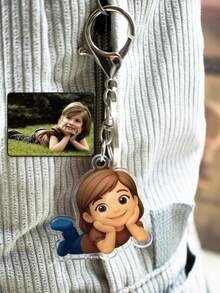 1个定制3D照片钥匙扣，个性化纪念礼物，珍藏照片定制肖像钥匙扣，送给亲人的礼物，独特的慰问礼物，多功能，装饰性强，可重复使用，精致时尚，高品质，色彩丰富，现代时尚，可定制，个性化，独一无二 - 彩色 - 查看 10