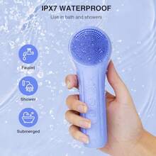 5 Modes Silicone Face Scrubber Waterproof Face Scrubber Exfoliator For Men And Women Rechargeable Electric Facial Cleansing Brush For Deep Cleansing Exfoliating Massage Blue - 藍色 - 查看 5
