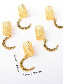 5 قطع مجموعة إكسسوارات شعر للنساء مزينة بالنجوم والقمر المضفر، مشابك شعر مناسبة للمناسبات والأعياد والاستخدام اليومي، قلادات، هدايا، رمضان، مشابك شعر، دبابيس شعر، إكسسوارات رأس - الذهبي - مشاهدة 5