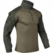 Playera Táctica Hombre Manga Larga - Ajuste Ajustado Secado Rápido y 1/4 Cierre Secado Rápido Camiseta Deportiva para Senderismo Caza y Outdoor - Verde - Ver 1