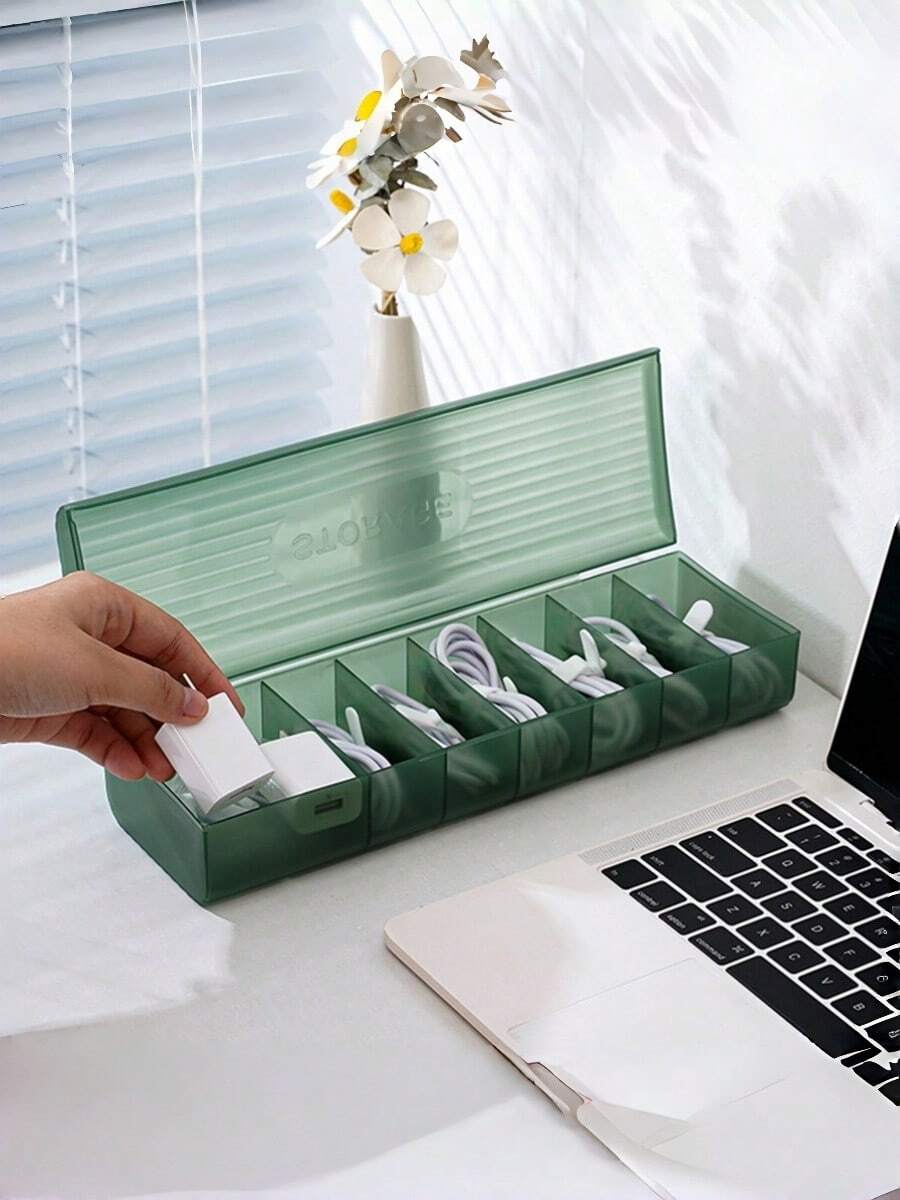 Brodark Covered Charging Cable Organizer Box, Charger Storage Box With Compartments, Cable Management Box With Tie Wraps - Multicolor - View 1