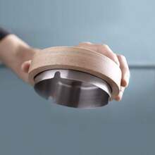 Windproof Ash Tray For  With Lid, Cigarette Ashtray Wood With Stainless Steel Liner For Outdoors And Indoors Use,... - Tự nhiên lớn 4 - Xem 4