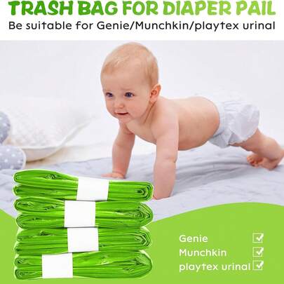 4pcs Diaper Pail Refill Bags (Refill Only, Exclude Pail), 4.5m Length, Excellent Sealing And Durability, Holds Up To 280 Diapers, Lemon Scented Odor Eliminator, Compatible With Litter Genie//Diaper Munchkin/Angelcare Diaper Pails