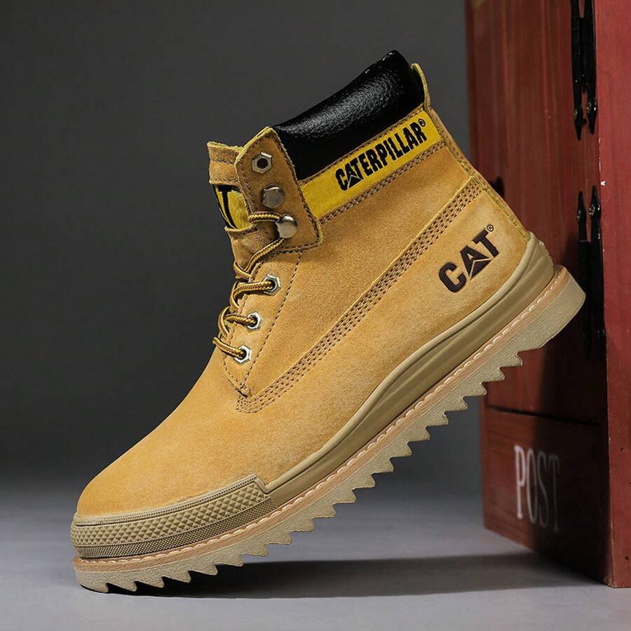 Cowhide Quality Men's Soft Sole Soft Surface Outdoor Workwear Fashion Suede  Boots For Men - C20266#黃色(皮鞋碼) - 查看 1