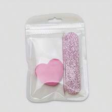 3pcs Women's Manicure Tools Set, Crystal Dotting Pen, Heart-Shaped Nail Buffer Block, Wooden Nail File - Multicolor - View 4