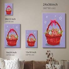 1pc Wooden Framed Wall Art, Wrapped Canvas Vintage Prints Poster, Animal In Basket, Eggs, Flowers - Botanical, Whimsical, Colorful, Playful Style, Perfect Gift Decor, Wall Art For Living Room Bedroom Office, Hanging Hardware Included - Wrapped Framed Canvas, Vertical - Framed Canvas - 查看 10