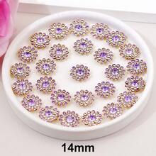 8mm, 10mm, 12mm, 14mm, 50 piezas/paquete, Cristales de Rhinestone redondos con forma de flor y base dorada DIY para coser o pegar, Lentejuelas brillantes, Decoraciones para ropa, bolsos, zapatos, manualidades, adornos DIY.