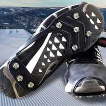1 Pair Outdoor Anti-Slip Shoe Covers, 8-Teeth Stainless Steel Ice Cleats For Snow, Ice Traction Crampons For Winter Slip Prevention - Black - View 9