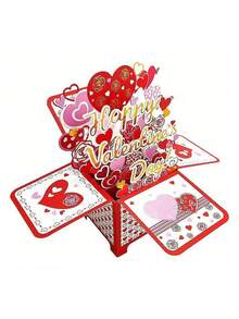 3D立体情人节贺卡套装 - “情人节快乐”贺卡，情人节约会邀请卡，情人节互赠贺卡，可折叠，含迷你贺卡和信封，理想的情人节礼物！3D情人节贺卡，心形设计，梦幻主题，纸艺工艺，附赠信封，适合送给妻子或用于婚礼等特殊场合。 - 彩色 - 查看 12