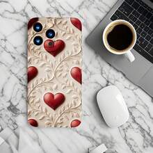 1PC Phone Case,  Heart Leaves Pattern Design Case , Stylish Phone Case, Phone Decoration, All-around Lens Protection, Creative Small Gift, Funny Gift for Boys and Girls - Schwarz - Übersicht 5