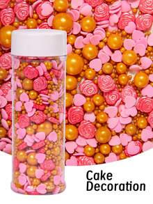 Edible Valentine's Day Wedding Cake Decorations, Pink-Themed Hearts, Rose-Shaped Candy Sprinkles, Cupcake Decorations, Cookies, Doughnuts, Ice Cream And Dessert Decorations, Weddings, Birthday Parties, Valentine's Day And Mother's Day Decorations - Multicolor - View 20