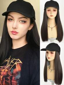 10 Inches Synthetic Straight Hair Extensions With Black Baseball Cap Wig For Woman Girls Heat-Resisting Fiber Casual Daily - Multicolor - View 13