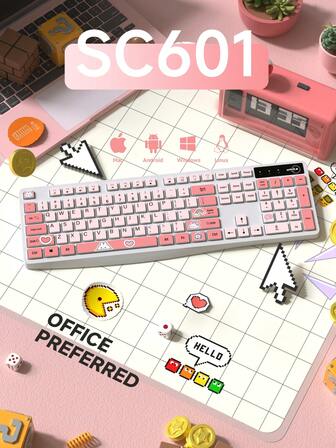 Juego de teclado y ratón inalámbricos de 2.4GHz, diseño de patrón de alta calidad, adecuado para uso en oficina y hogar, compañero de escritorio inalámbrico cómodo y práctico