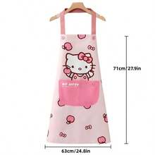 Sanrio 1 pieza Delantal impermeable y a prueba de aceite con diseño de dibujos animados lindos, adecuado para mujeres, cocina, hogar, nuevo diseño - Multicolor - Ver 7