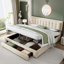 Bed Frames - Beige + Velvet + 180cm*200cm - View 3
