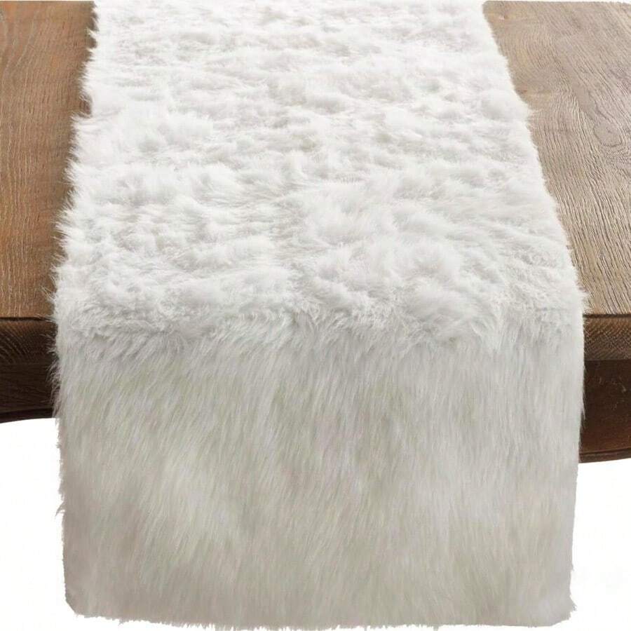 CZ Saro Life Style - Camino de mesa piel sintética 38 1 x 182 8 cm color negro Blanco 15" x 72" 1 8764 - Blanco - Ver 1