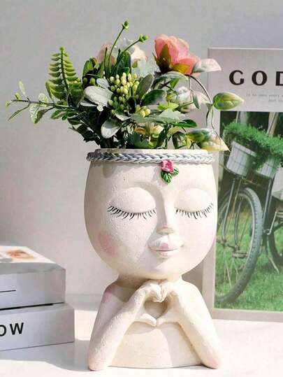 Charming Resin Girl Holding Heart-Shaped Planter - Perfect For Garden, Patio And Lawn Decor